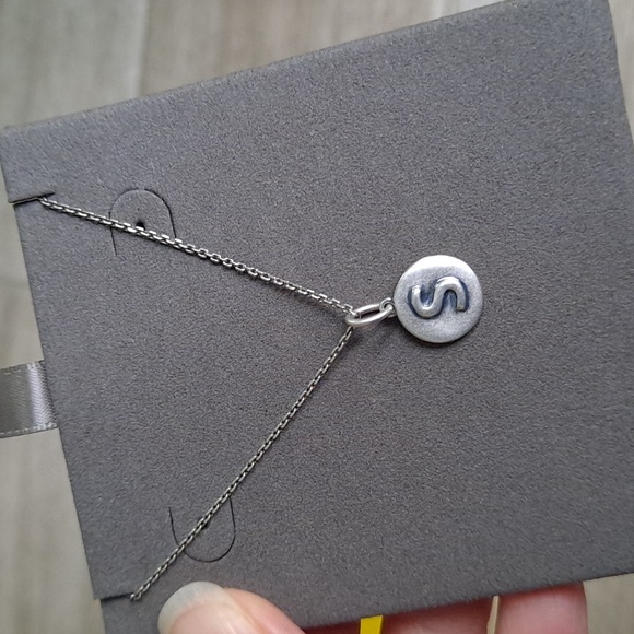 NWT Kendra Scott Letter Coin Necklace in Oxidized Sterling Silver - Picture 2 of 14